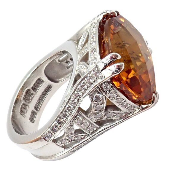 Kieselstein Cord Platinum 2.5ct Diamond Golden Citrine Cockatil Ring 1999 sz 6.5 - Picture 15 of 15